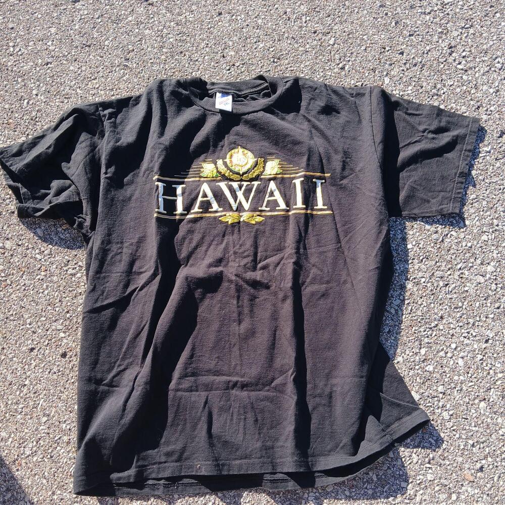 Vintage Jerzees Shirt Mens 2XL Black Hawaii Graphic Tee Souvenir Made USA 90s